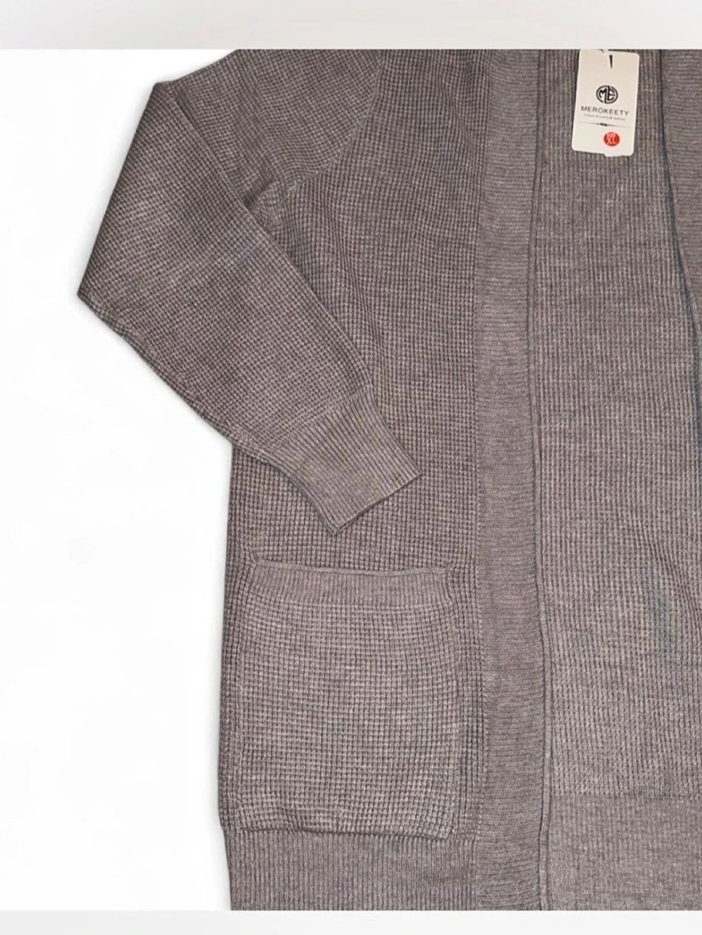 Merokeety Women’s Gray Front Open Cardigan XL - Picture 3 of 5